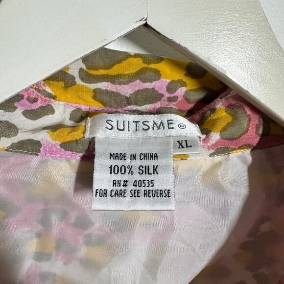 Suitsme Top Women XL Leopard Print 100%Silk Button Up Officecore Career Mobwife - Picture 6 of 8